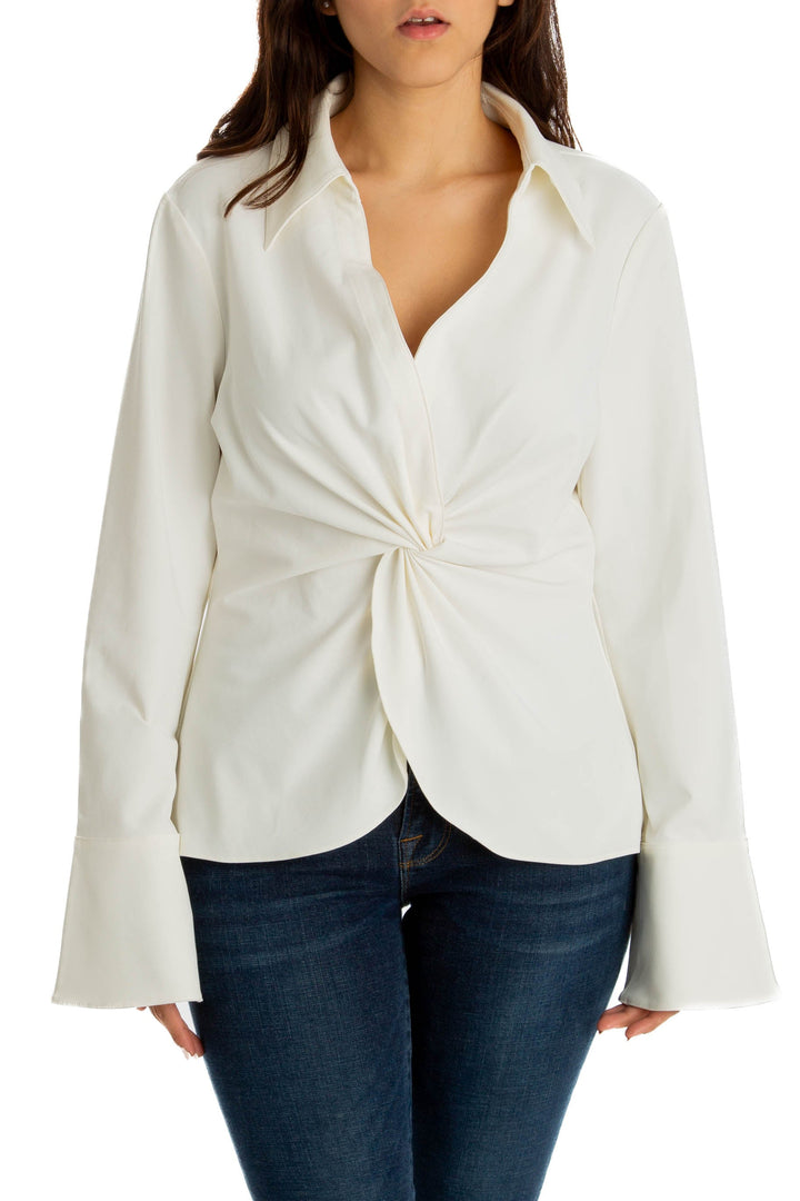 Blusa Cinq á Sept blanco, vista frontal – ClosetRehab