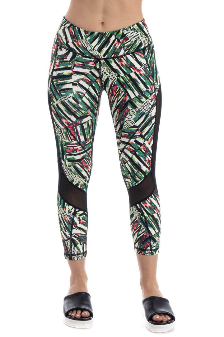 Pantalón Zella estampado y verde, vista frontal – ClosetRehab