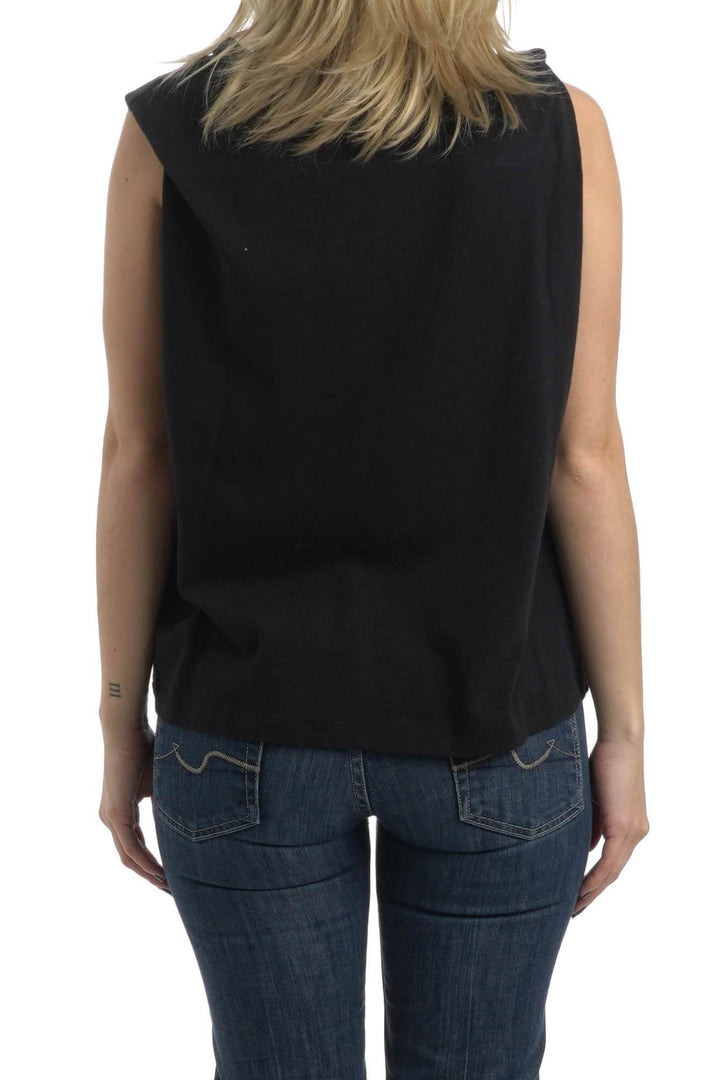 Blusa Current/Elliott negra sin mangas con nudo en el hombro, vista posterior