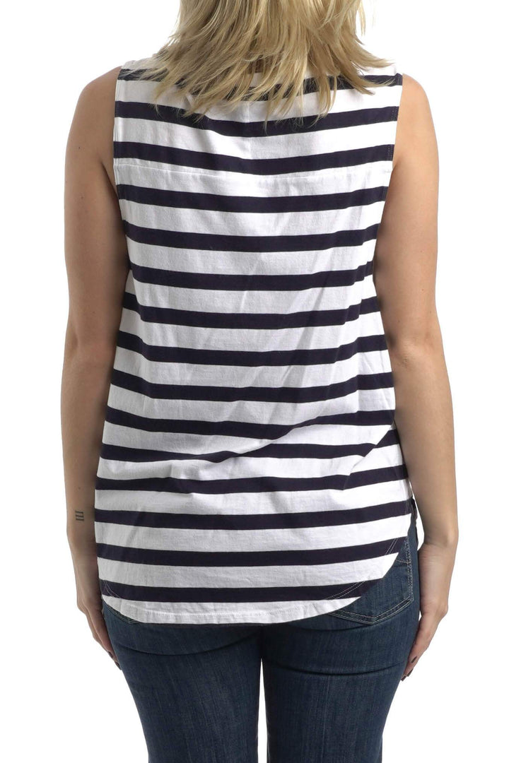 Blusa Theory azul y estampado, vista lateral – ClosetRehab