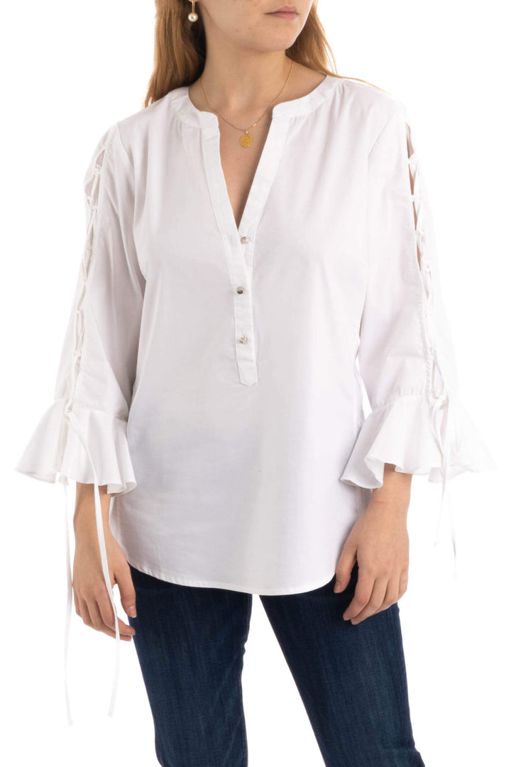Blusa 7th Avenue New York Company blanco, vista frontal – ClosetRehab