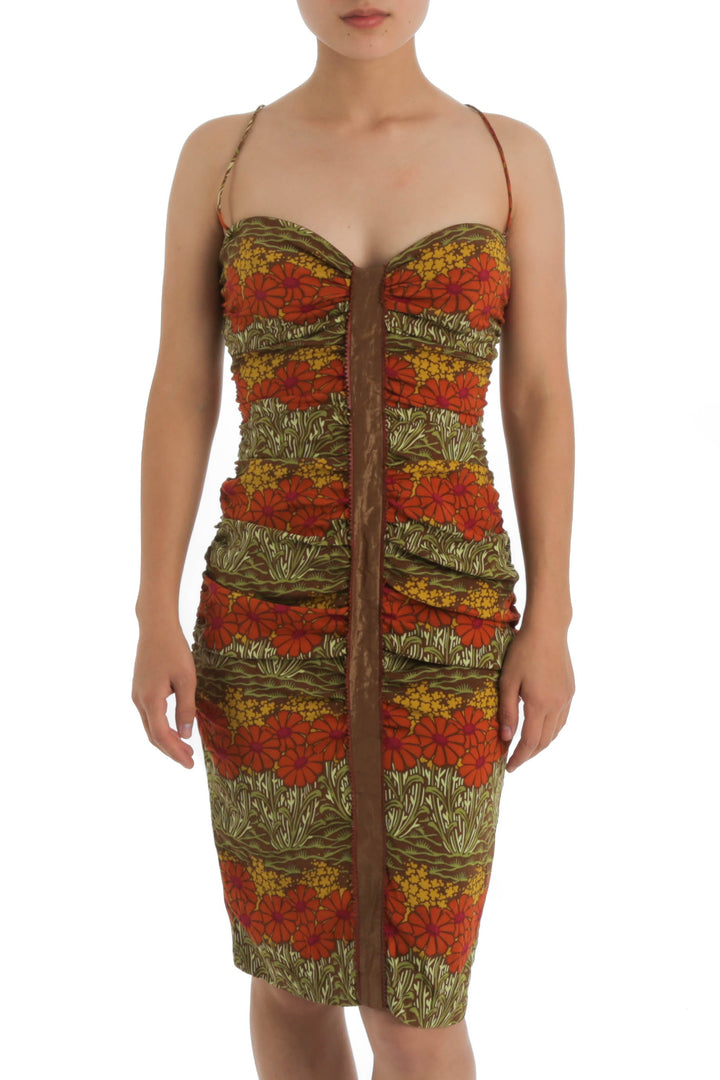 Vestido Nicole Miller naranja, vista frontal – ClosetRehab