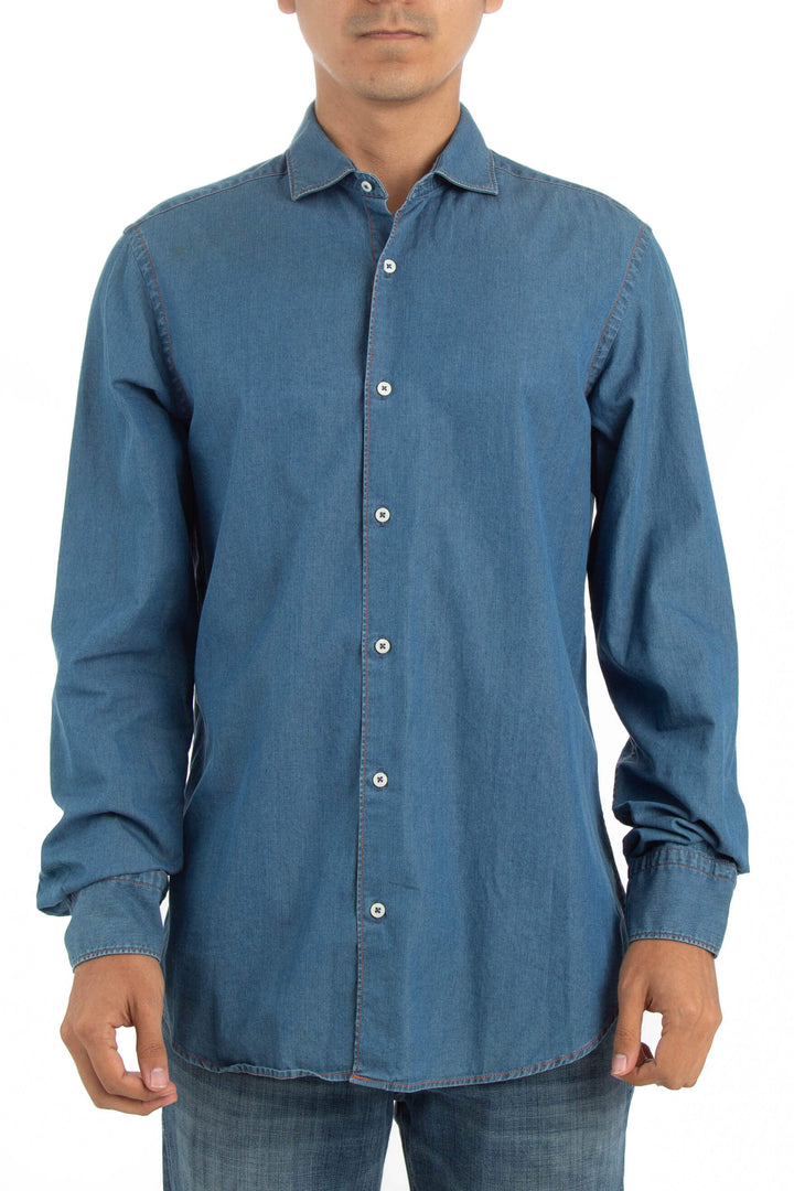 Camisa Massimo Dutti azul, vista frontal – ClosetRehab