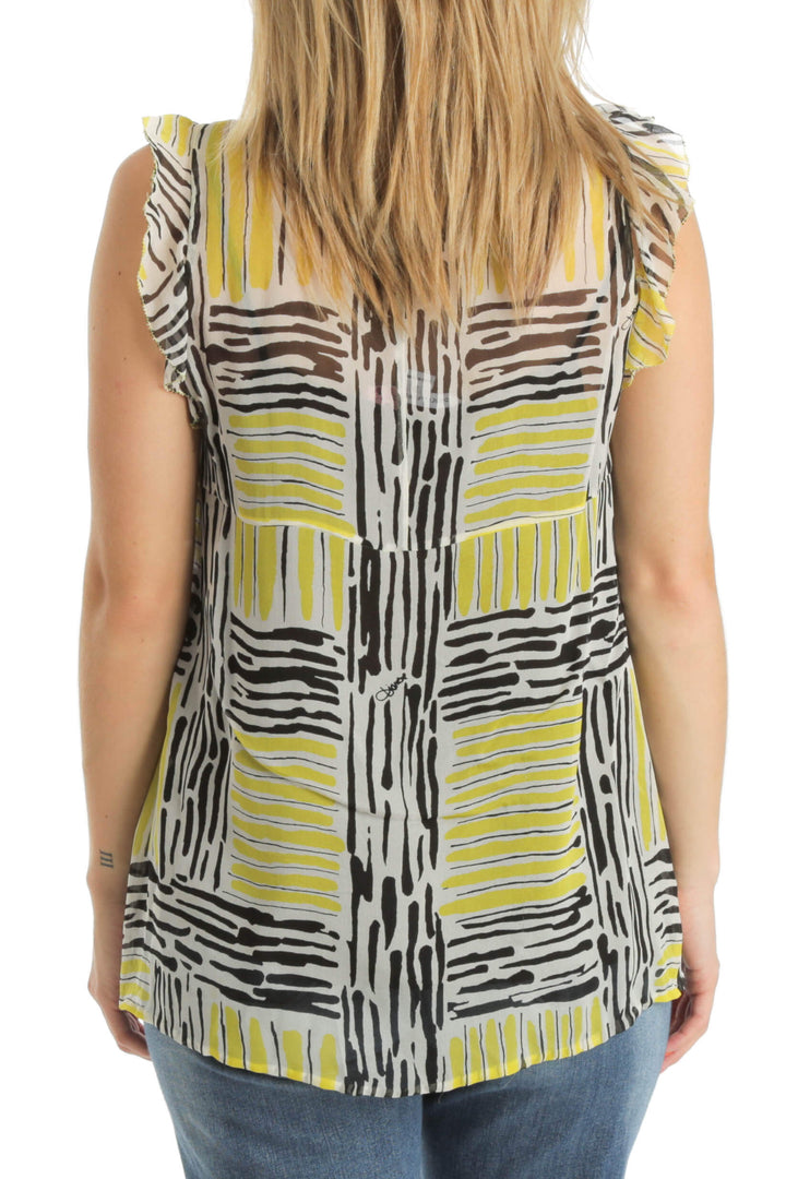 Blusa Diane von Furstenberg amarillo, vista posterior – ClosetRehab