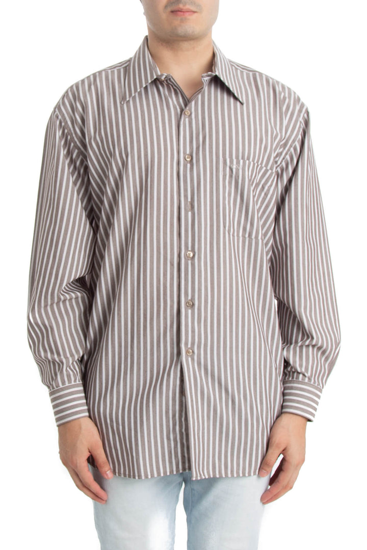 Camisa Oscar de la Renta café, vista frontal – ClosetRehab