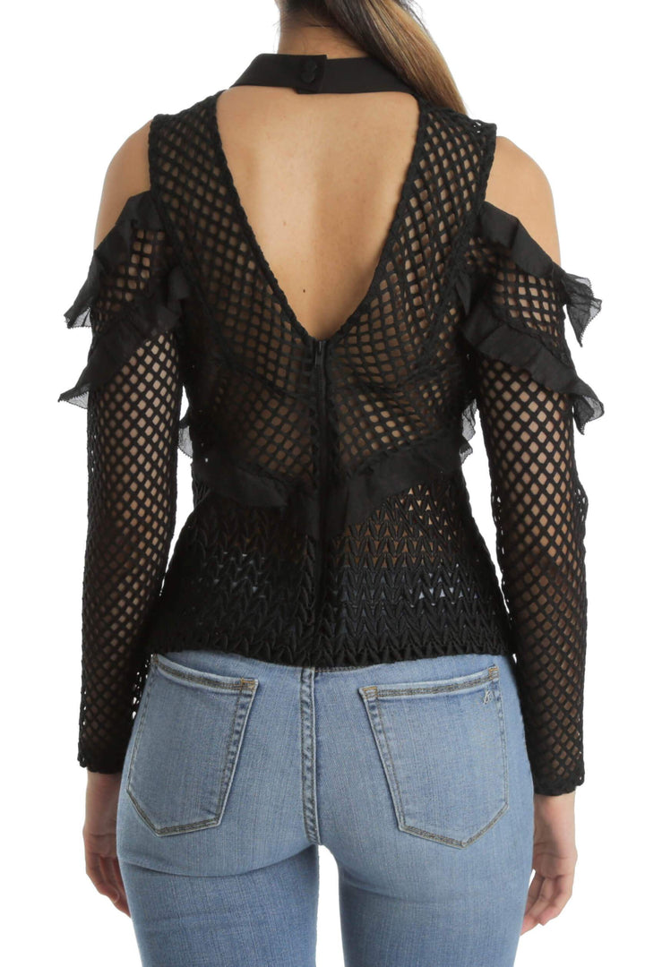Blusa Self-Portrait negro, vista posterior – ClosetRehab