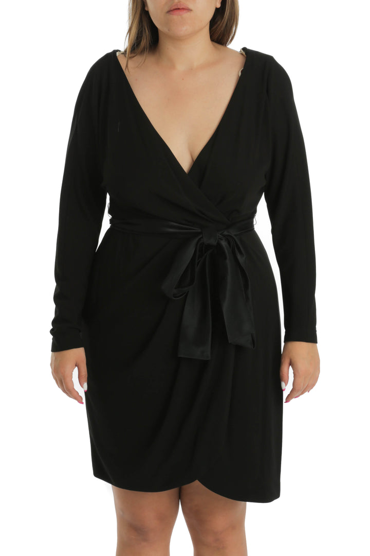 Vestido Marchesa Notte negro, vista frontal – ClosetRehab