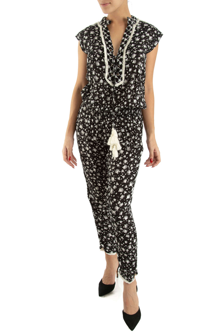 Jumpsuit Poupette St Barth negro, vista frontal – ClosetRehab