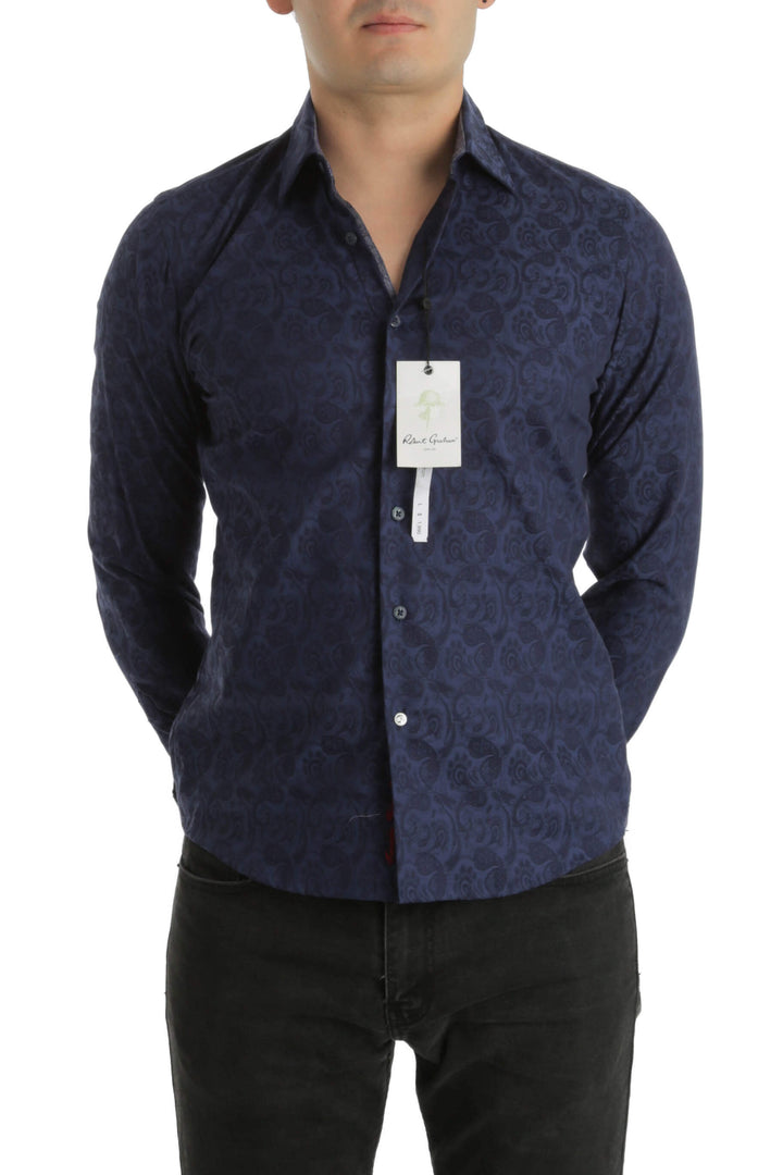 Camisa Robert Graham NWT azul, vista frontal – ClosetRehab