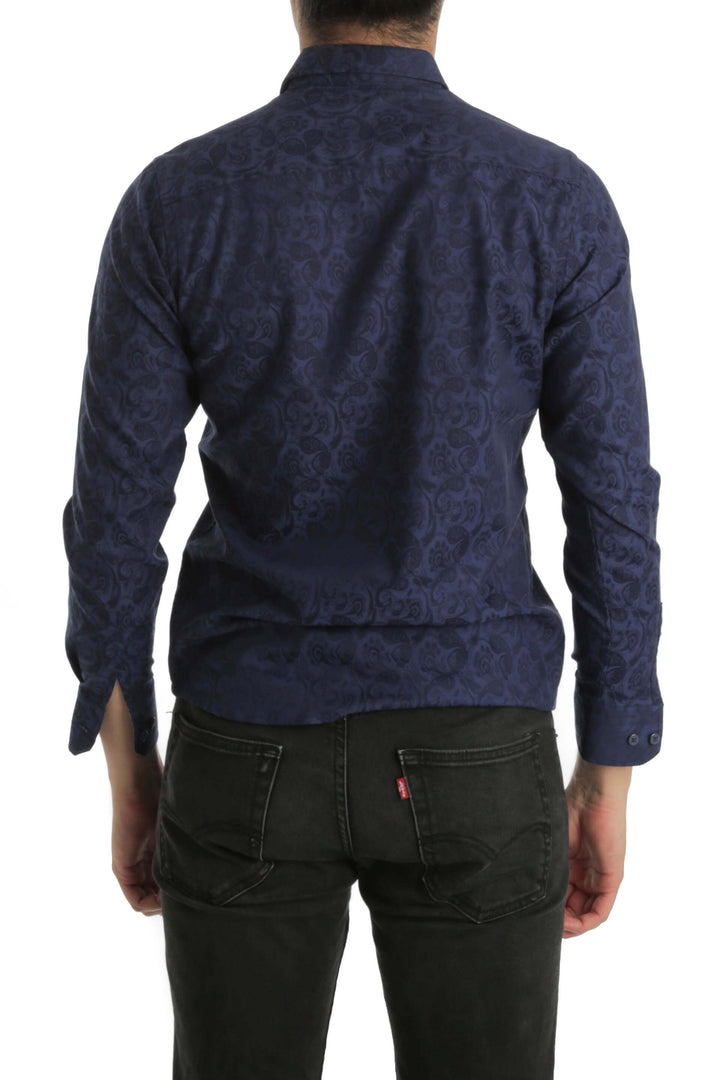 Camisa Robert Graham NWT azul, vista posterior – ClosetRehab