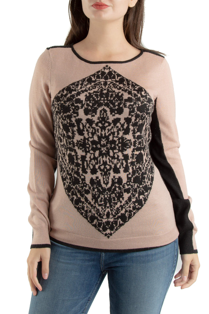 Suéter Adrianna Papell negro y rosa, vista frontal – ClosetRehab