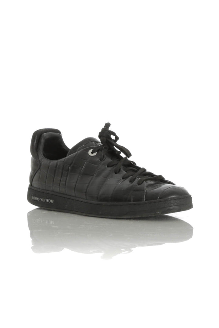 Zapato Louis Vuitton estampado y negro, vista posterior – ClosetRehab
