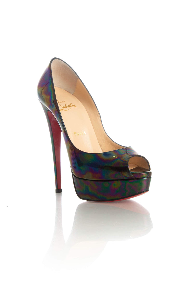 Pumps Christian Louboutin negro iridiscente talla 7 USA, vista posterior | ClosetRehab