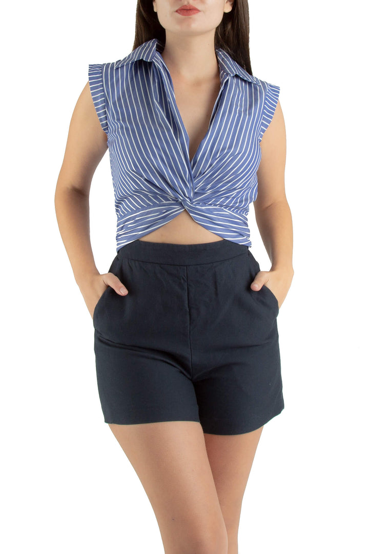 Short Sandro azul, vista frontal – ClosetRehab