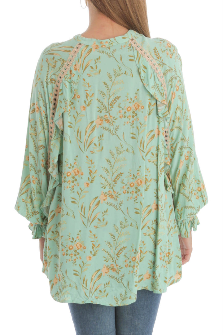 Blusa Spell & The Gypsy estampado y verde, vista posterior – ClosetRehab