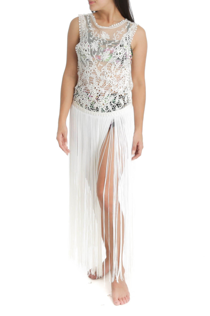 Traje de baño Boho blanco, vista frontal – ClosetRehab