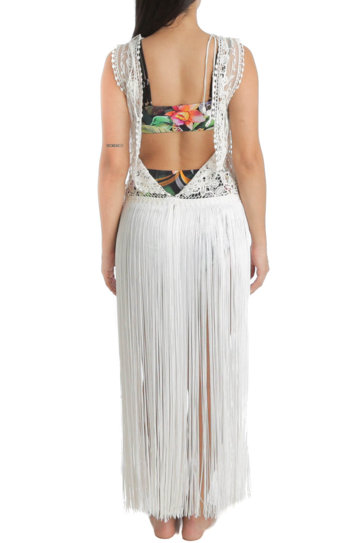 Traje de baño Boho blanco, vista posterior – ClosetRehab