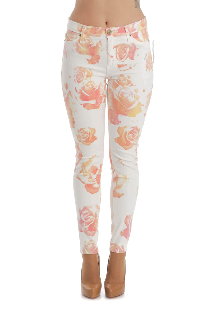 Jeans Hudson blanco y estampado, vista frontal – ClosetRehab