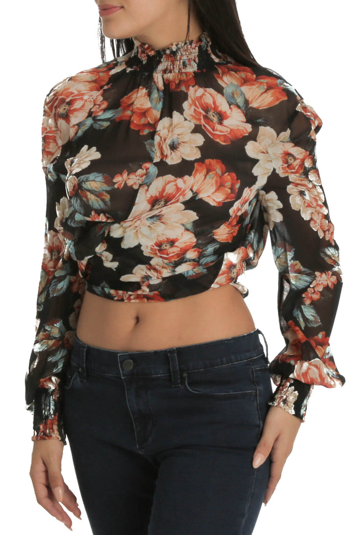 Blusa Nicholas estampado y negro, vista frontal – ClosetRehab