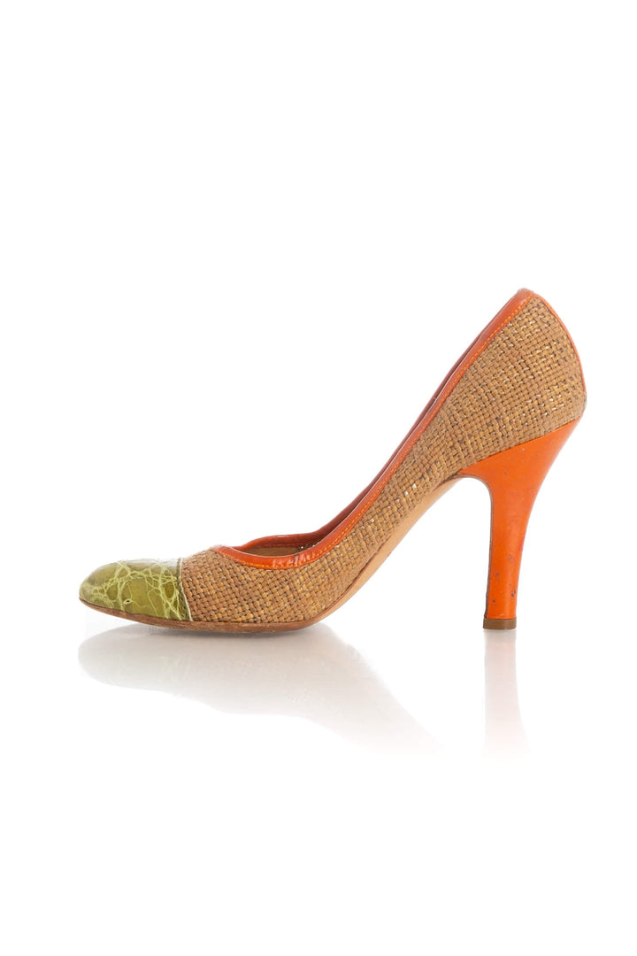 Zapato Prada beige y café, vista lateral – ClosetRehab