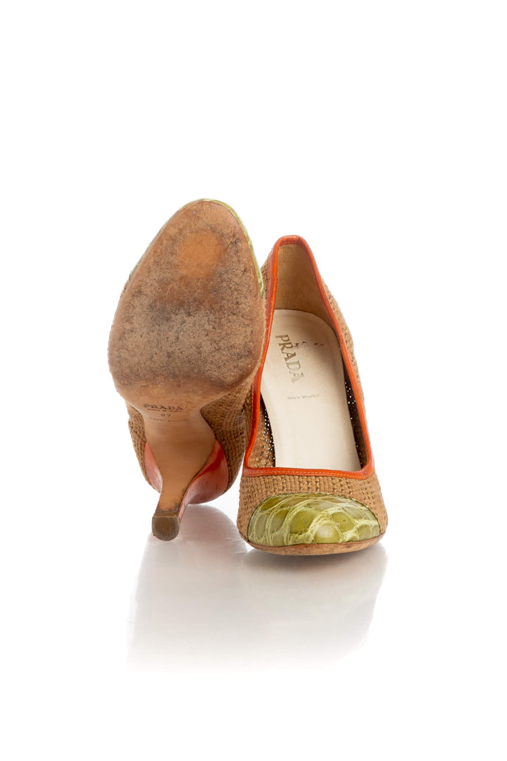 Zapato Prada beige y café, detalle 6 – ClosetRehab