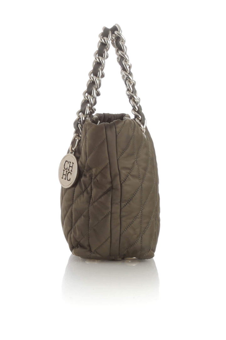 Bolsa Carolina Herrera verde, vista lateral – ClosetRehab