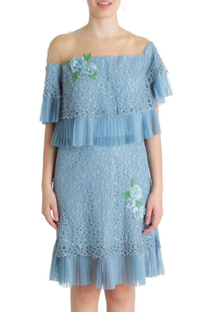 Vestido Tadashi Shoji azul, vista frontal – ClosetRehab