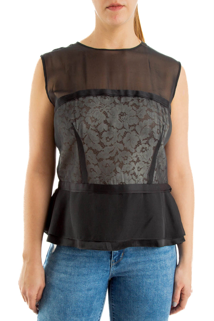 Blusa Carolina Herrera negro, vista frontal – ClosetRehab