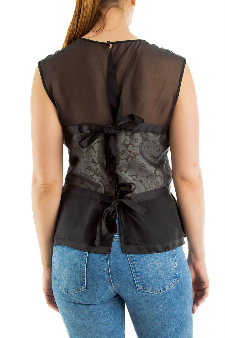 Blusa Carolina Herrera negro, vista posterior – ClosetRehab