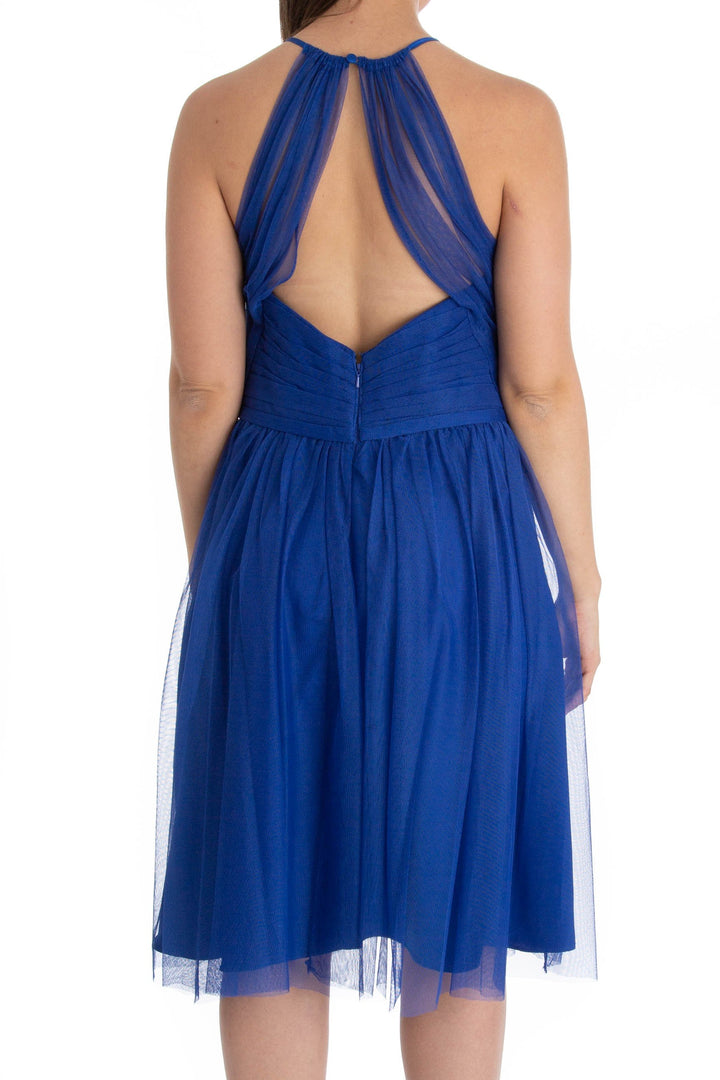 Vestido Monique Lhuillier azul, vista posterior – ClosetRehab