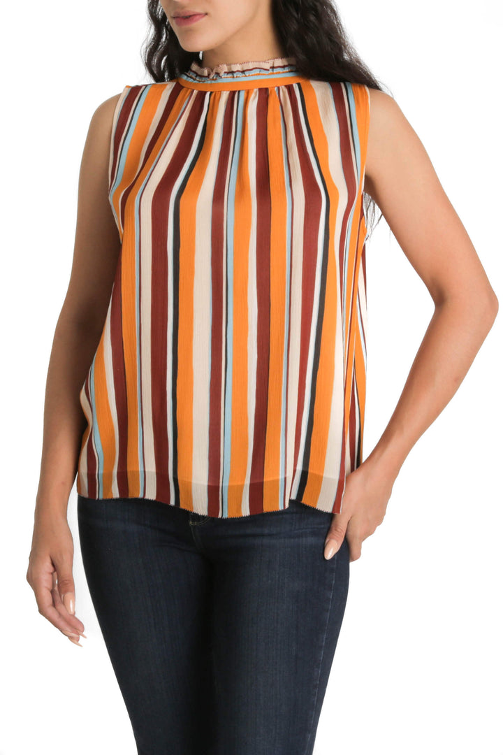Blusa Frame estampado y naranja, vista frontal – ClosetRehab