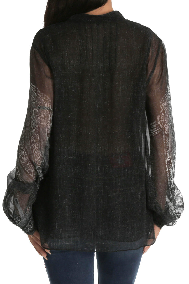 Blusa Kobi Halperin gris y negro, vista posterior – ClosetRehab