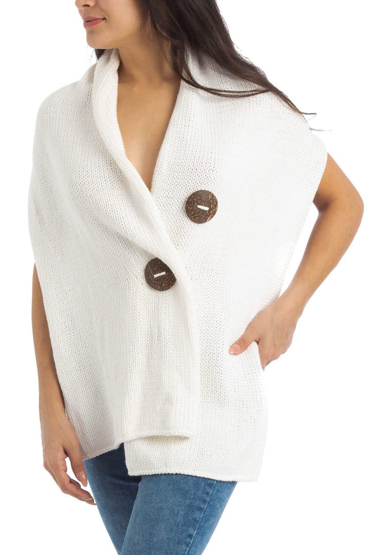 Abrigo Pure Handknit blanco, vista frontal – ClosetRehab