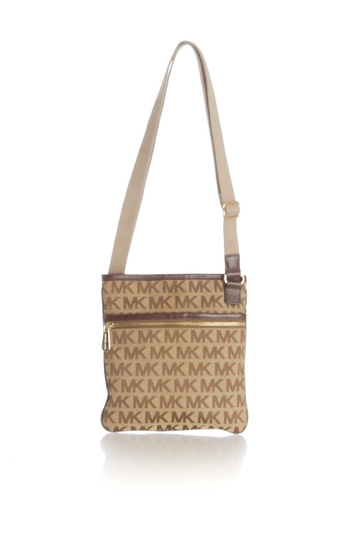 Bolsa Michael Kors café y estampado, vista lateral – ClosetRehab