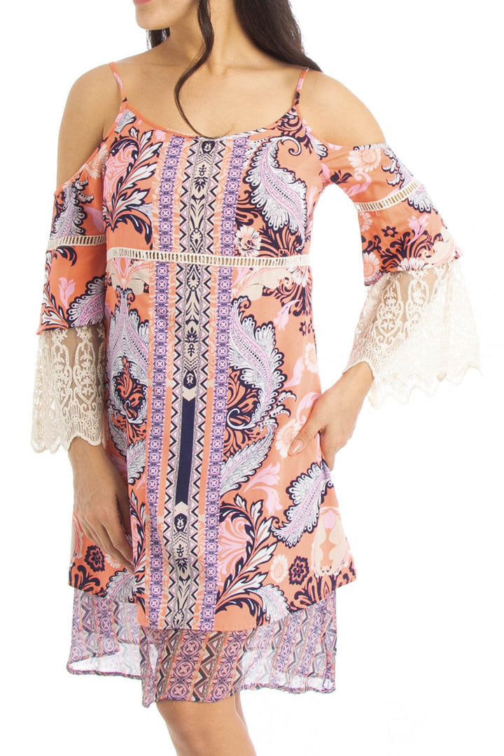 Vestido Zingara naranja y rosa, vista frontal – ClosetRehab
