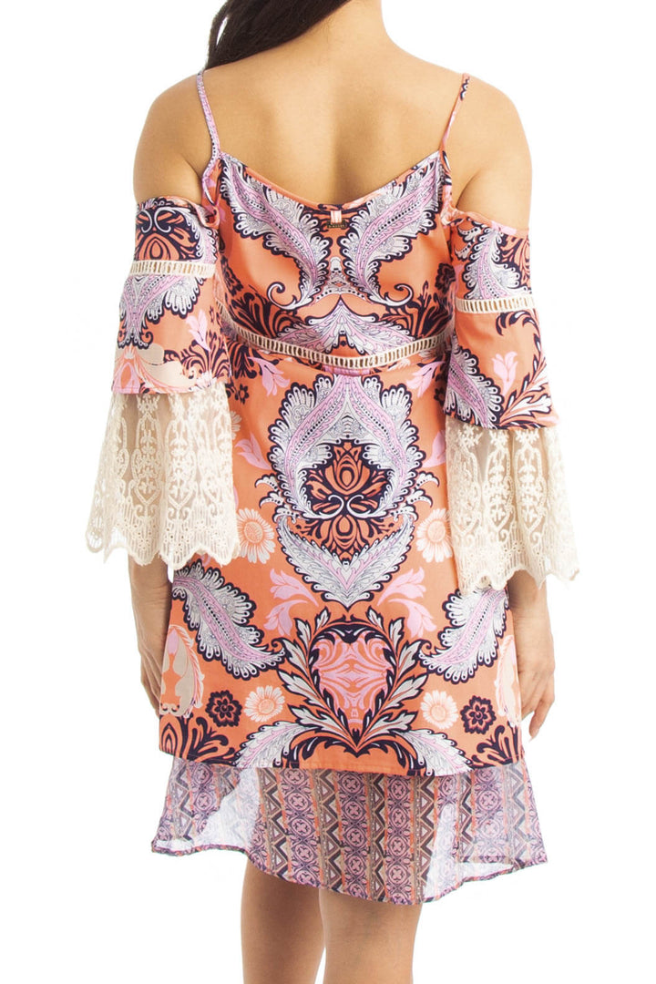 Vestido Zingara naranja y rosa, vista posterior – ClosetRehab