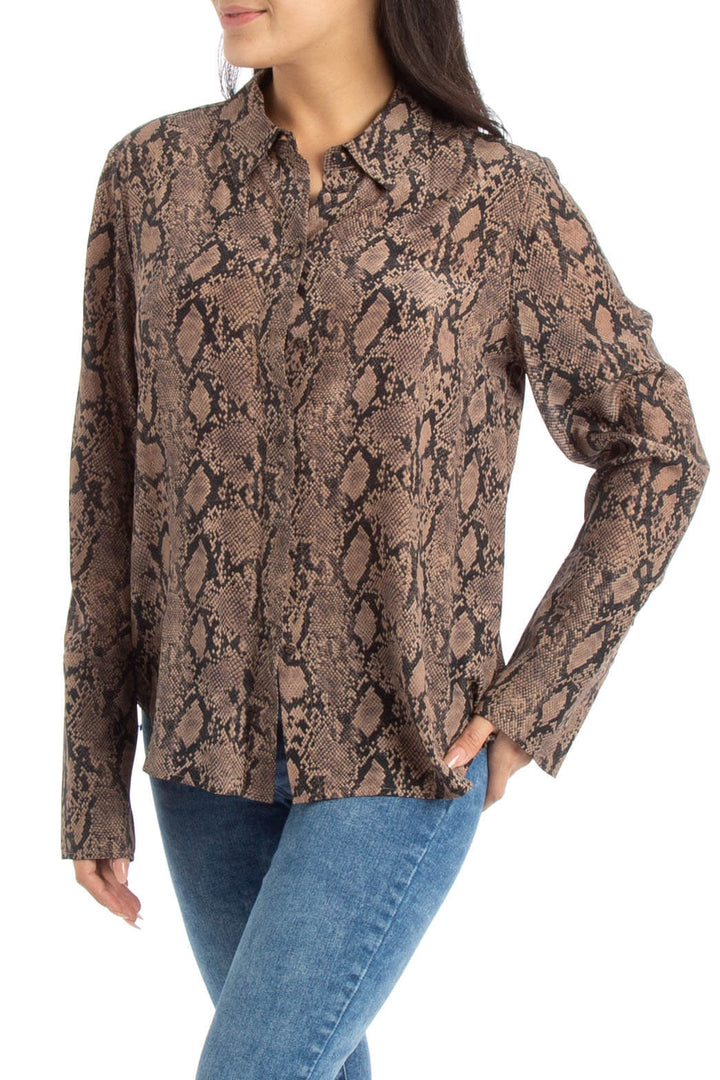 Blusa Frame café, vista frontal – ClosetRehab