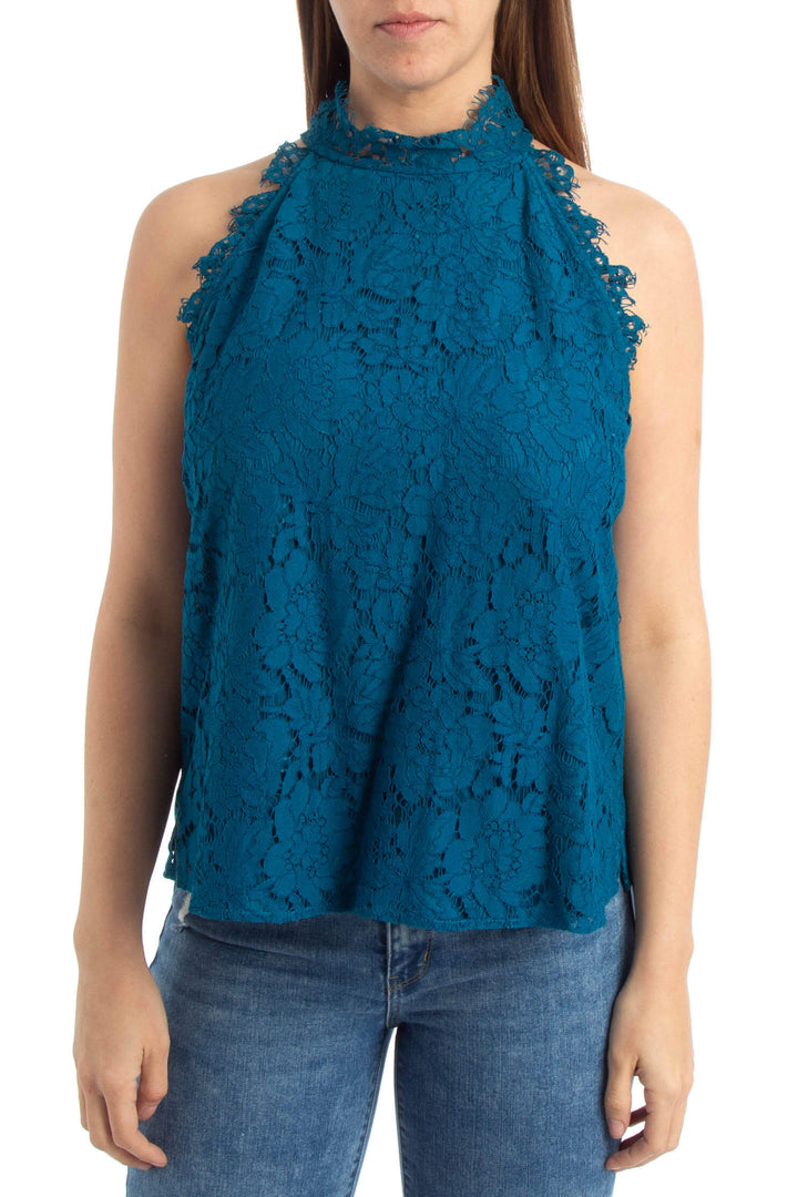 Blusa Diane von Furstenberg azul, vista frontal – ClosetRehab