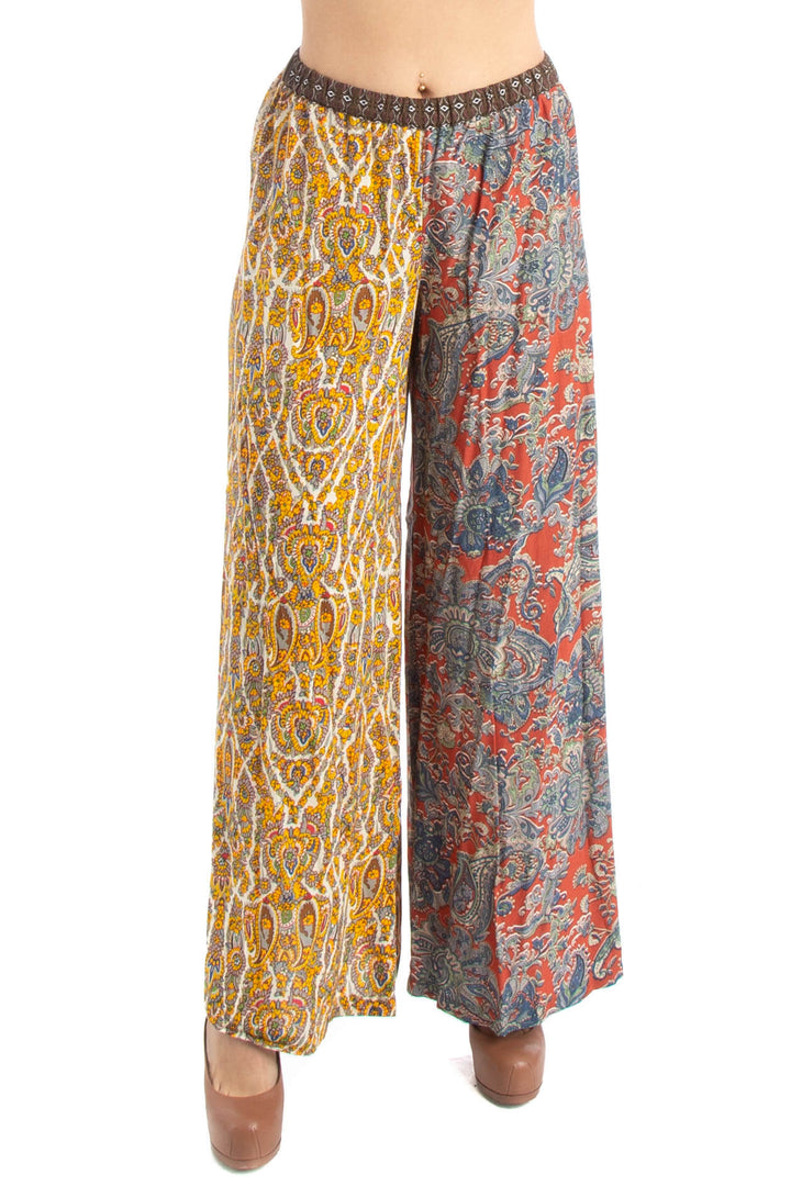 Pantalón Balkanica amarillo y estampado, vista frontal – ClosetRehab