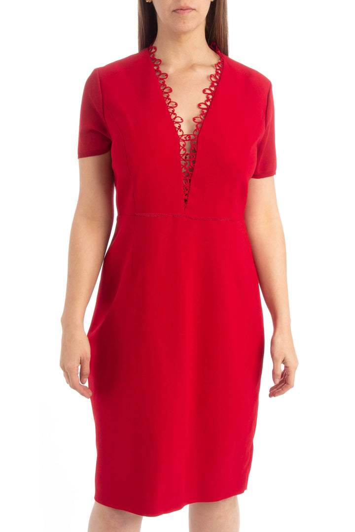 Vestido Elie Tahari rojo, vista frontal – ClosetRehab