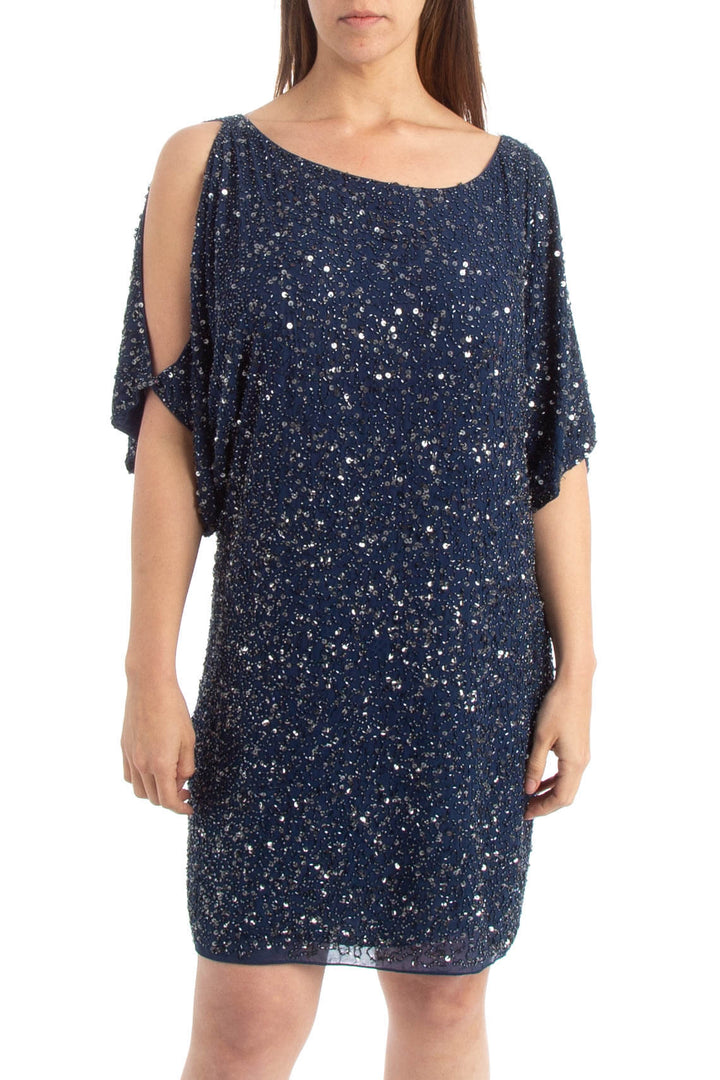 Vestido Aidan Mattox azul, vista frontal – ClosetRehab
