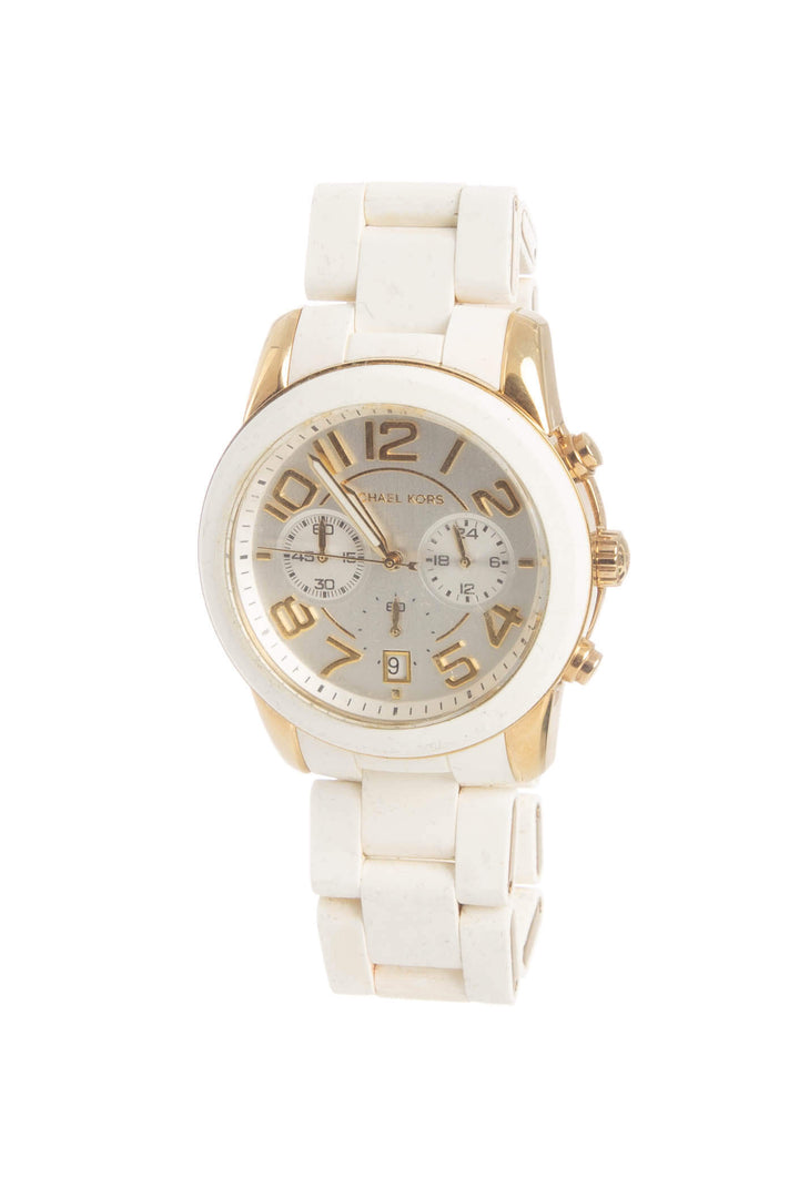 Reloj Michael Kors blanco, vista posterior – ClosetRehab