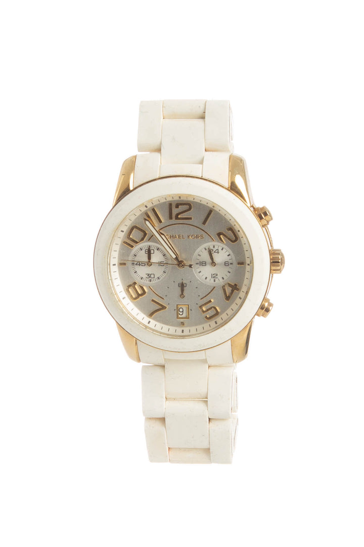 Reloj Michael Kors blanco, vista frontal – ClosetRehab