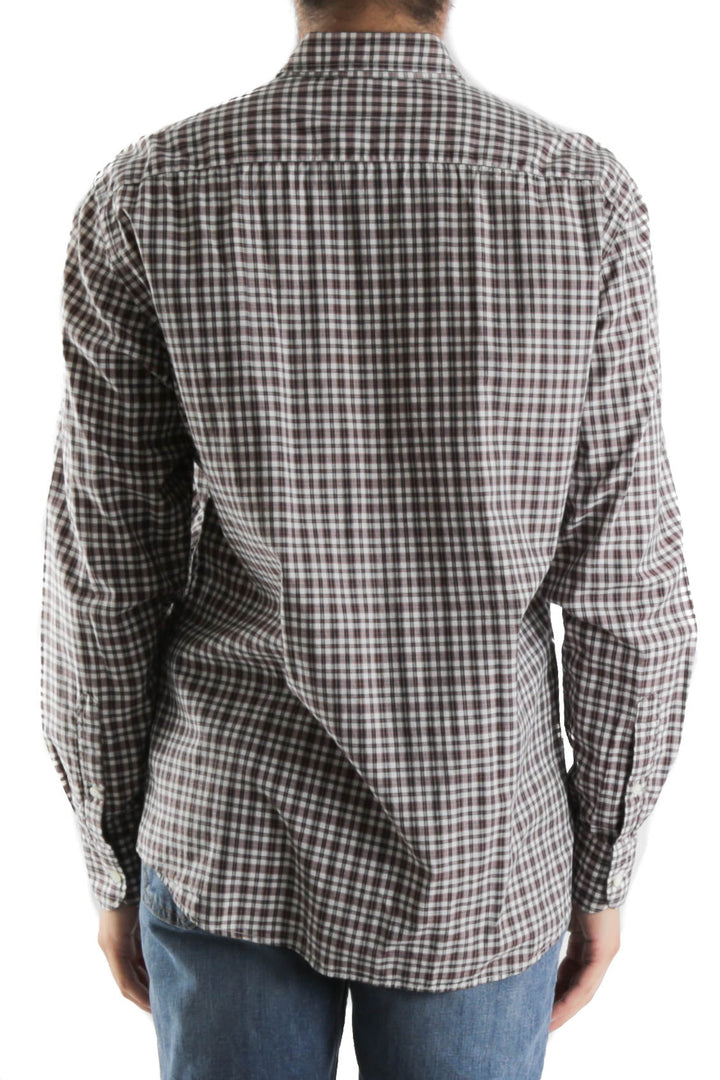 Camisa Ermenegildo Zegna blanco y café, vista posterior – ClosetRehab
