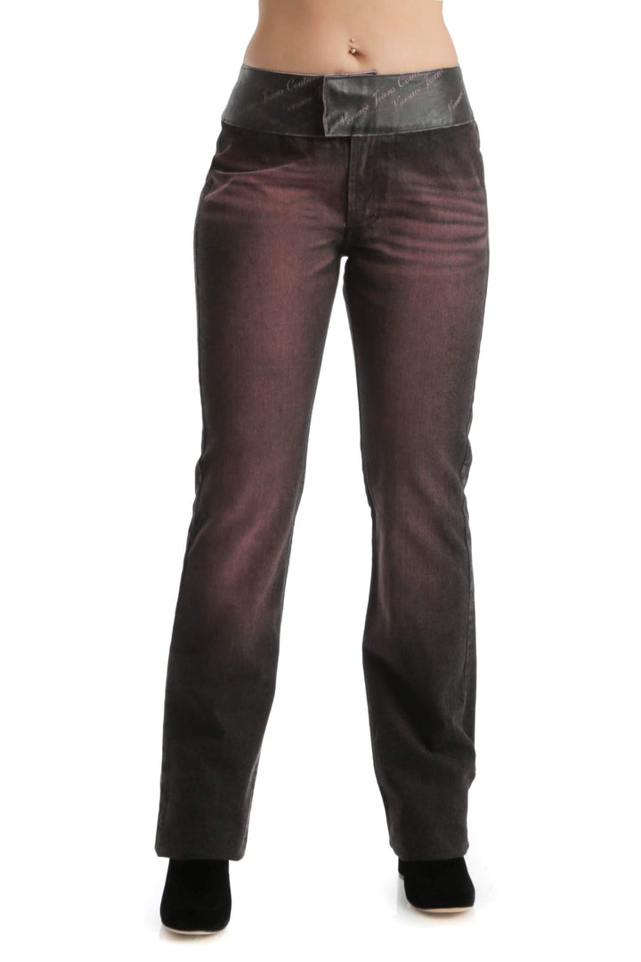 Jeans Versace negro y rosa, vista frontal – ClosetRehab