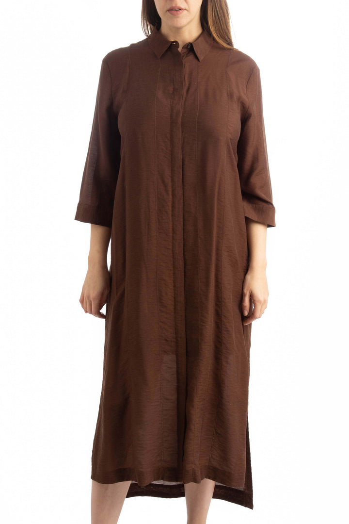 Vestido Bimba y Lola café, vista frontal – ClosetRehab