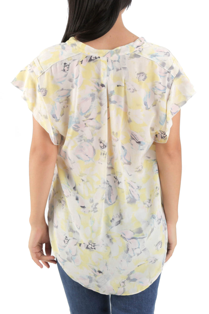 Blusa Rebecca Taylor amarillo y estampado, vista posterior – ClosetRehab