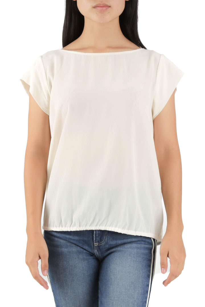 Blusa Joie de seda marfil con escote en V en espalda, vista frontal