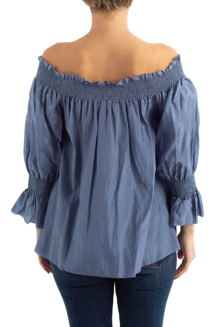 Blusa 7 For All Mankind azul, vista posterior – ClosetRehab