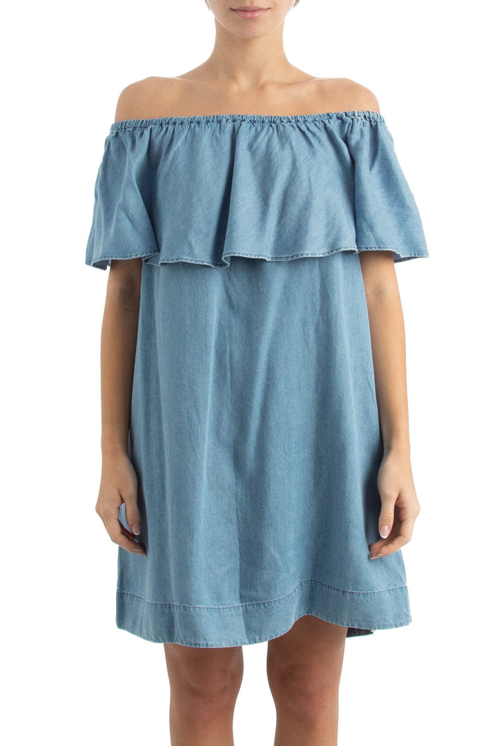 Vestido 7 For All Mankind azul, vista frontal – ClosetRehab